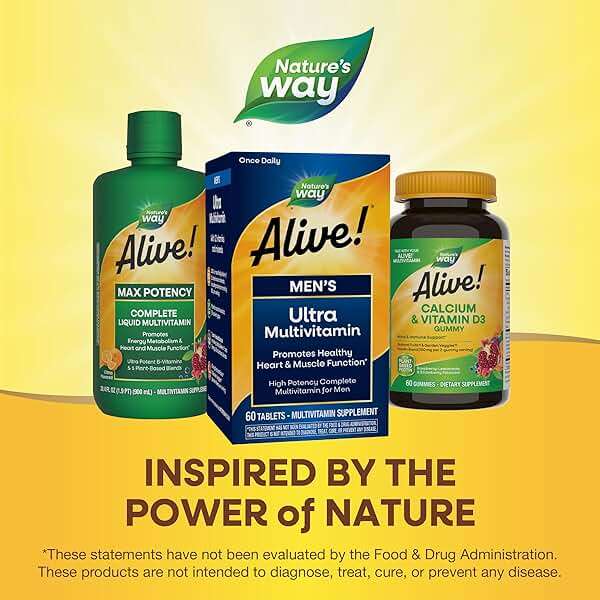 Nature's Way Alive! Men’s Once Daily Ultra Potency Multivitamin Tablets, Complete High Potency Men’s Daily Vitamin Promotes Heart & Muscle Function*, B-Vitamins, Zinc and Antioxidants, 60 Tablets - Image 7