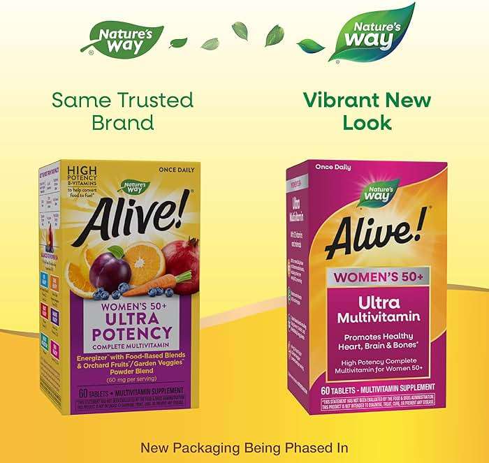 Nature's Way Alive! Ultra Potency Multivitamin for Women 50 Plus, Complete High Potency Formula with Vitamin D3, C, E, Methylated B12, Supports, Heart, Brain, and Bone Health*, 60 Tablets - Image 2