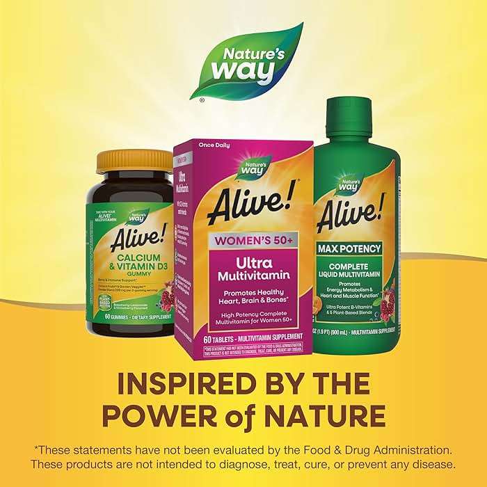 Nature's Way Alive! Ultra Potency Multivitamin for Women 50 Plus, Complete High Potency Formula with Vitamin D3, C, E, Methylated B12, Supports, Heart, Brain, and Bone Health*, 60 Tablets - Image 7