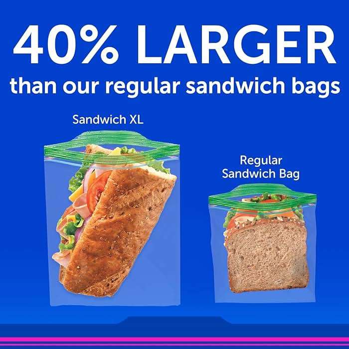 Ziploc Sandwich Bags, X-Large, 30-count (Pack of 3) - Image 6