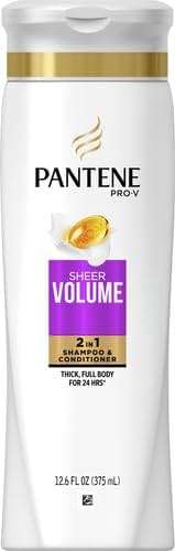 Pantene Pro-V 2 in 1 Shampoo & Conditioner, Sheer Volume with Collagen, 12.6 Ounce - Image 2