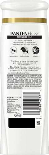 Pantene Pro-V 2 in 1 Shampoo & Conditioner, Sheer Volume with Collagen, 12.6 Ounce - Image 3