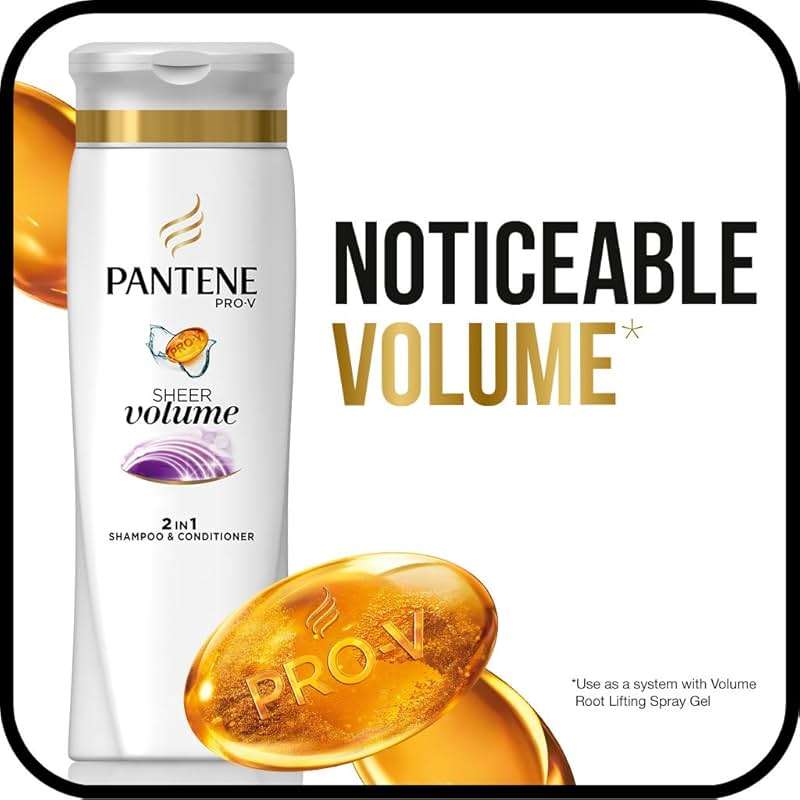 Pantene Pro-V 2 in 1 Shampoo & Conditioner, Sheer Volume with Collagen, 12.6 Ounce - Image 7