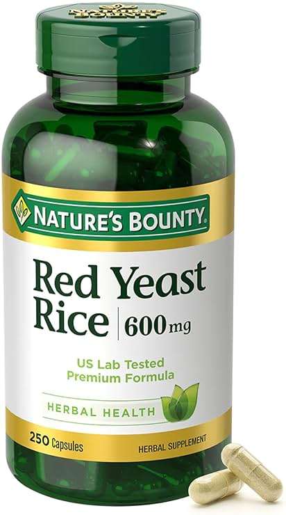 Nature's Bounty Red Yeast Rice, Herbal Supplement, 600mg, 250 Capsules - Image 1