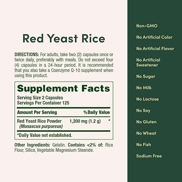Nature's Bounty Red Yeast Rice, Herbal Supplement, 600mg, 250 Capsules - Image 5