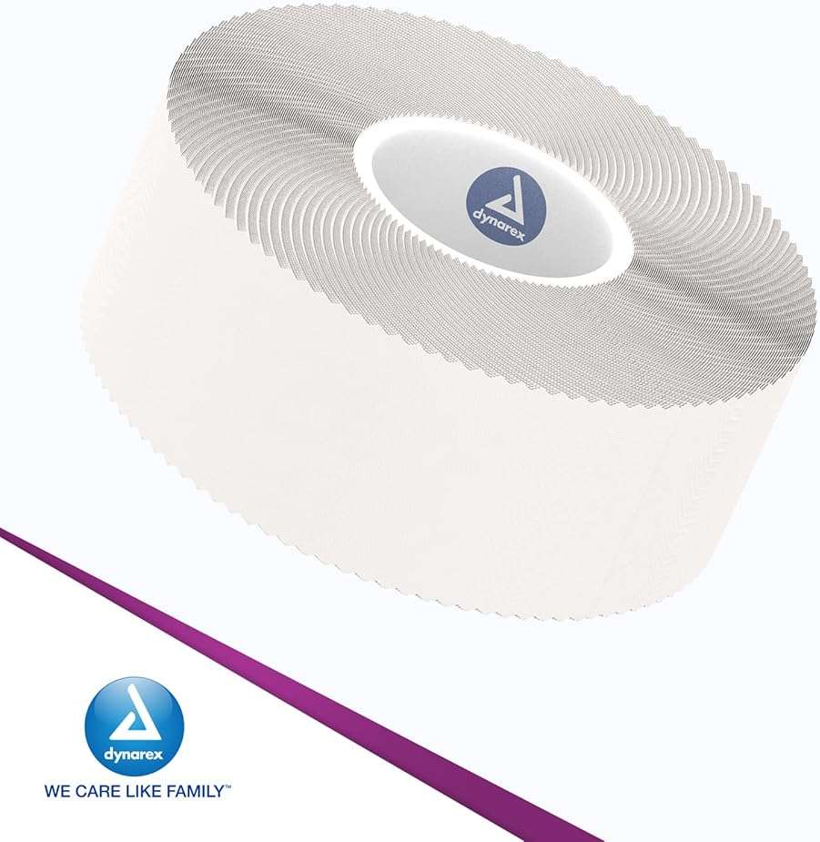 Dynarex Porous Tape - Adhesive Medical Tape for Wound Care - Non Sterile, Easy to Tear, No Natural Rubber Latex - White, 1" x 10 Yards Per Roll, 1 Box, 12 Rolls - Image 6