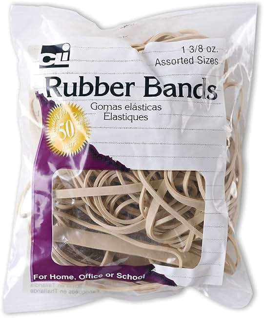 Charles Leonard Rubber Bands, 3/8 Ounce Bags, Amber, Assorted Sizes (56381) - Image 1