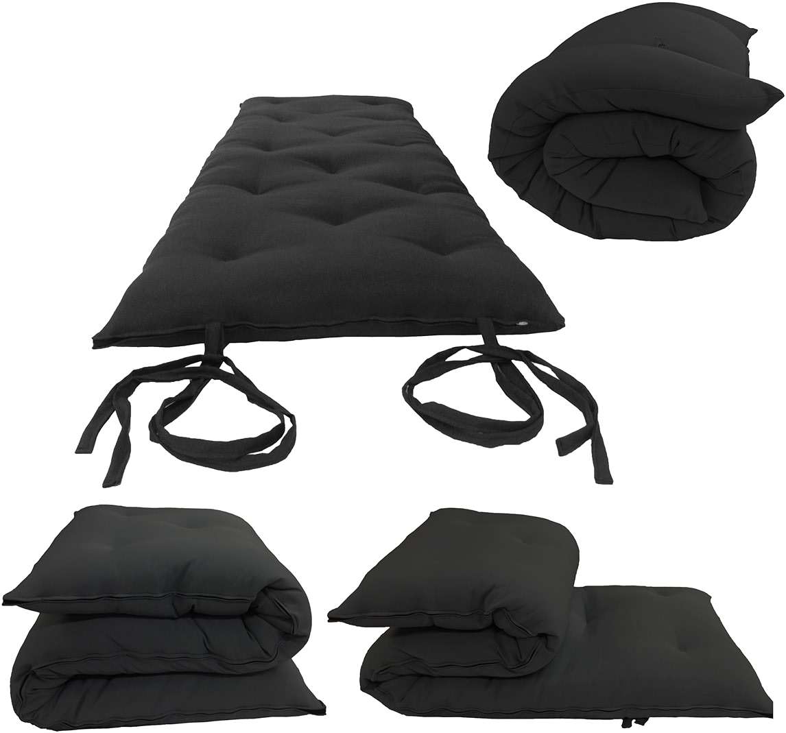 D&D Futon Furniture Cotton/Foam Traditional Japanese/Thai Floor Rolling Futon Mattresses, Yoga Meditation Mats, 3x30x80 Black - Image 5