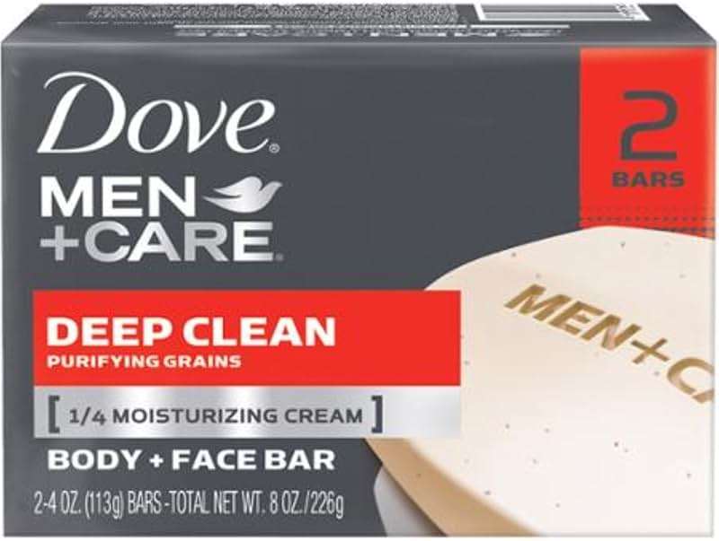 Dove Men Plus Care Deep Clean Body And Face Bar , 4.25 Oz Each, 2 Bars ( Pack of 3 ) - Image 1