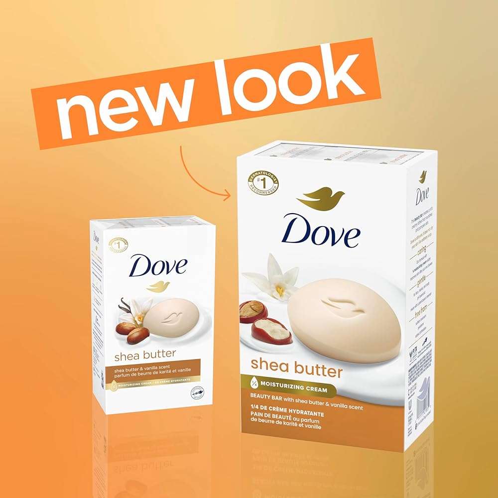 Dove Beauty Bar Gentle Skin Cleanser Shea Butter 2 Bars Moisturizing for Gentle Soft Skin Care More Moisturizing Than Bar Soap 3.75 oz - Image 4
