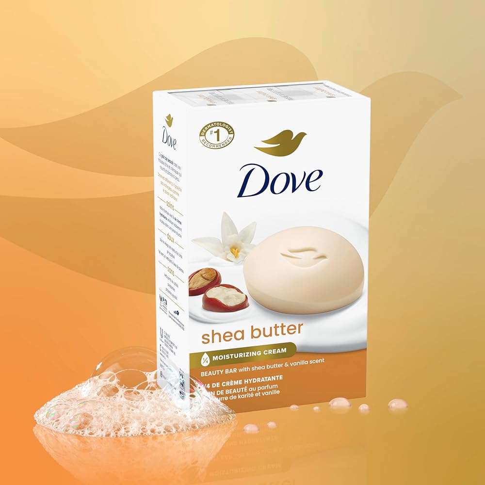 Dove Beauty Bar Gentle Skin Cleanser Shea Butter 2 Bars Moisturizing for Gentle Soft Skin Care More Moisturizing Than Bar Soap 3.75 oz - Image 8