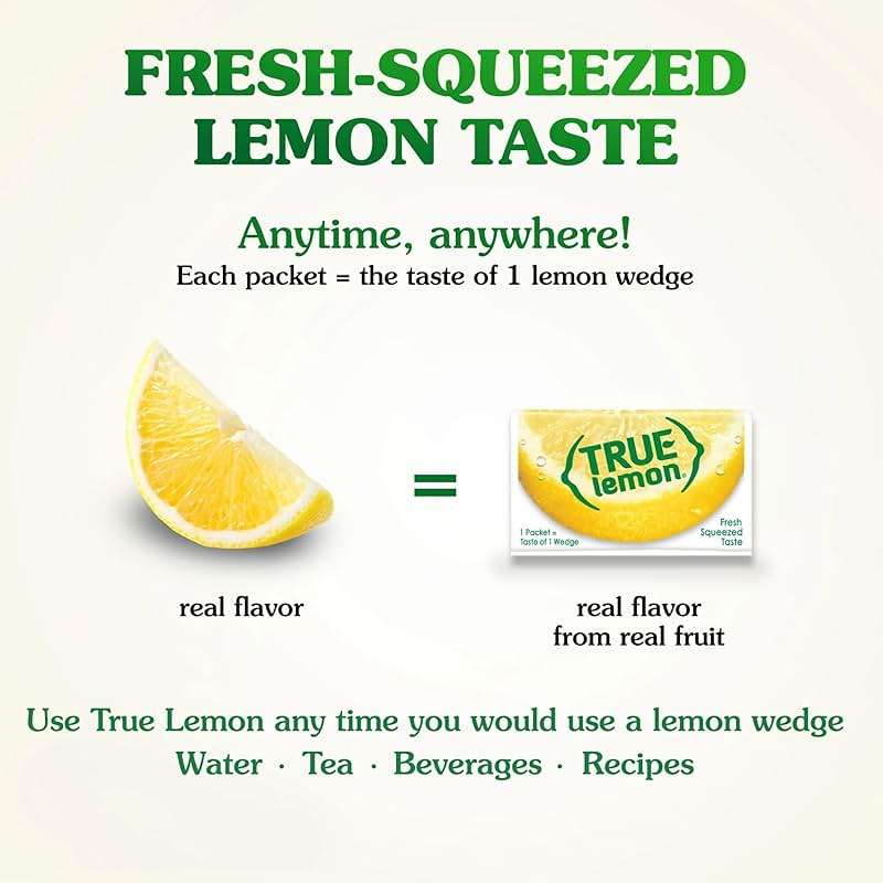 TRUE LEMON Water Enhancer, Bulk Dispenser, 100 Count (Pack of 1), 0 Calorie Drink Mix Packets For Water, Sugar Free Lemon Flavoring Powder Packets - Image 3