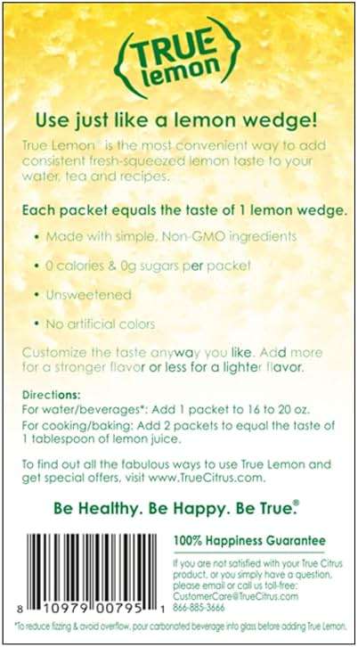 TRUE LEMON Water Enhancer, Bulk Dispenser, 100 Count (Pack of 1), 0 Calorie Drink Mix Packets For Water, Sugar Free Lemon Flavoring Powder Packets - Image 6