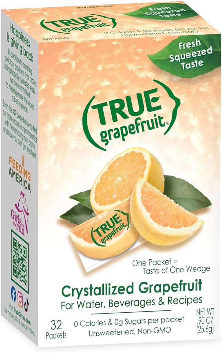 True Grapefruit 32ct (Pack of 1) - Water Enhancer - Bulk Dispenser - 0 Calorie Drink Mix Packets for Water - Sugar Free Grapefruit Flavoring Powder Packets - Image 1
