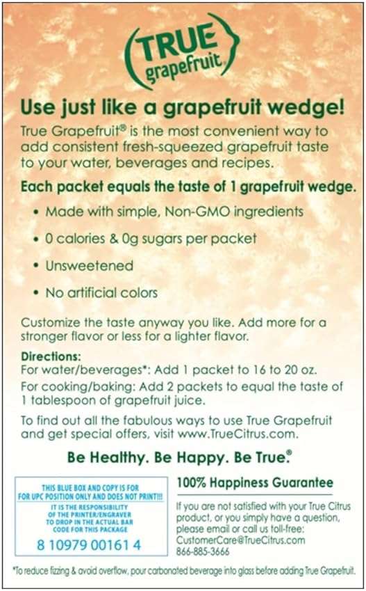 True Grapefruit 32ct (Pack of 1) - Water Enhancer - Bulk Dispenser - 0 Calorie Drink Mix Packets for Water - Sugar Free Grapefruit Flavoring Powder Packets - Image 3