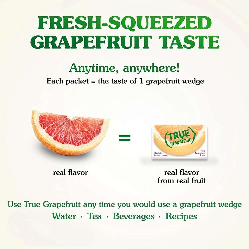 True Grapefruit 32ct (Pack of 1) - Water Enhancer - Bulk Dispenser - 0 Calorie Drink Mix Packets for Water - Sugar Free Grapefruit Flavoring Powder Packets - Image 4
