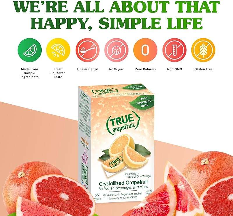 True Grapefruit 32ct (Pack of 1) - Water Enhancer - Bulk Dispenser - 0 Calorie Drink Mix Packets for Water - Sugar Free Grapefruit Flavoring Powder Packets - Image 7