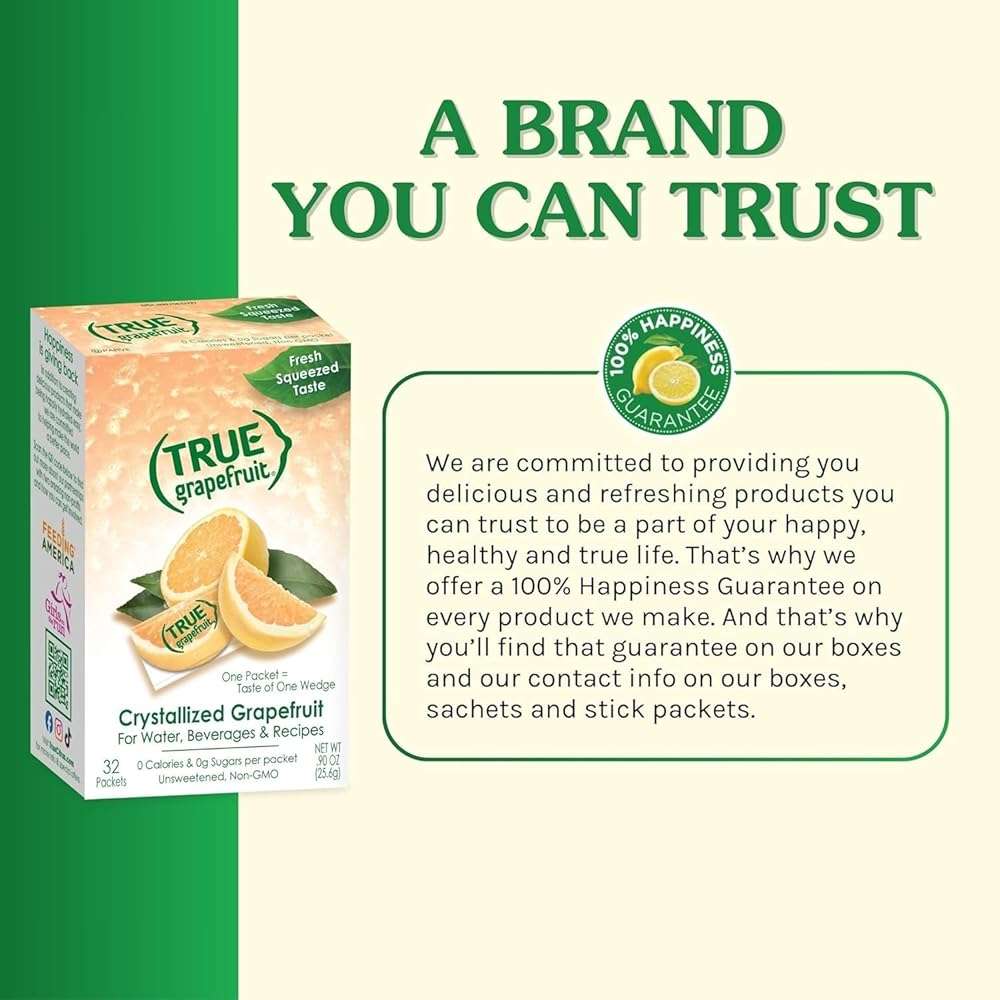 True Grapefruit 32ct (Pack of 1) - Water Enhancer - Bulk Dispenser - 0 Calorie Drink Mix Packets for Water - Sugar Free Grapefruit Flavoring Powder Packets - Image 8
