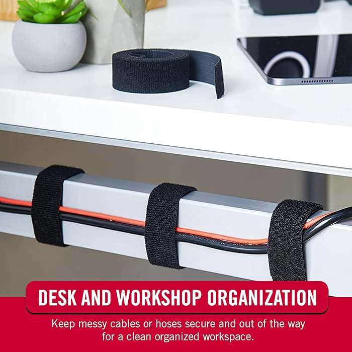 VELCRO Brand ONE-WRAP Roll Black | 30 Ft x 1-1/2 In | Reusable Self-Gripping Hook and Loop Tape | Cut Straps to Bundle Tie Materials and Tools in Garage Shed or Worksite - Image 4