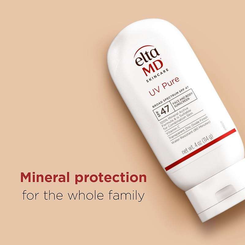 EltaMD UV Pure Kid-Friendly Sunscreen, 100% Mineral Active SPF 47, Face and Body, Water Resistant Up to 80 Min, Oil Free Zinc Oxide Formula - Image 4