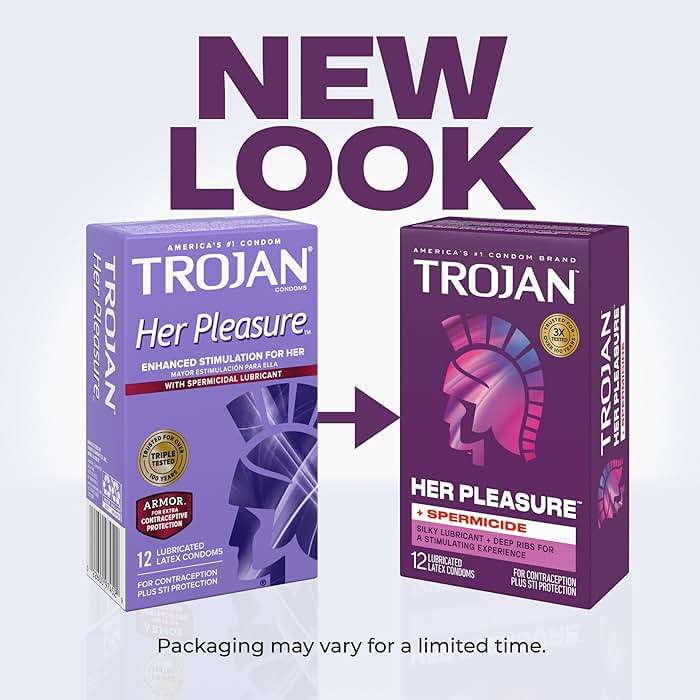 TROJAN Her Pleasure Sensations Condoms, Ribbed Condoms, Spermicidal Lubricated, 12ct - Image 2