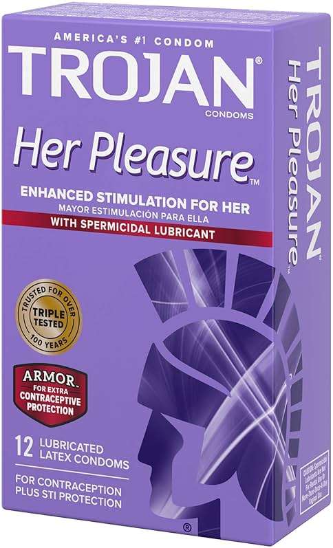 TROJAN Her Pleasure Sensations Condoms, Ribbed Condoms, Spermicidal Lubricated, 12ct - Image 11