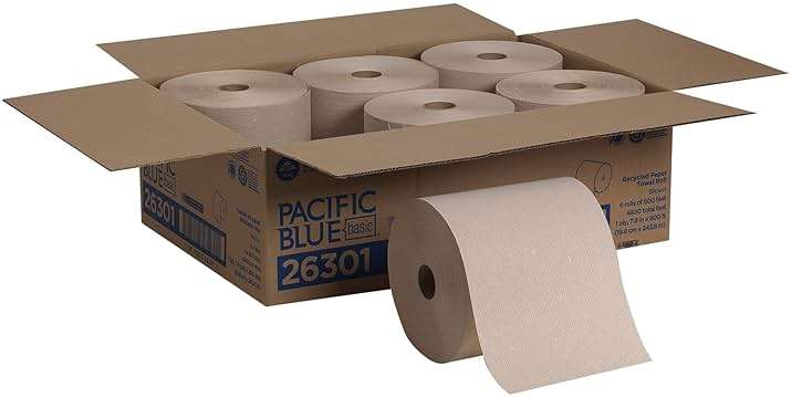 Georgia-Pacific Pacific Blue Basic Recycled Hardwound Paper Towel Rolls by GP PRO (Georgia-Pacific); Brown; 26301; 800 Feet Per Roll; 6 Rolls Per Case - Image 1