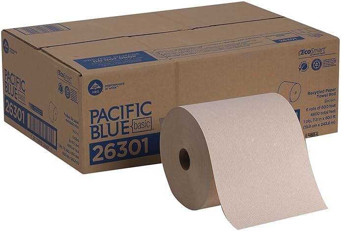Georgia-Pacific Pacific Blue Basic Recycled Hardwound Paper Towel Rolls by GP PRO (Georgia-Pacific); Brown; 26301; 800 Feet Per Roll; 6 Rolls Per Case - Image 2