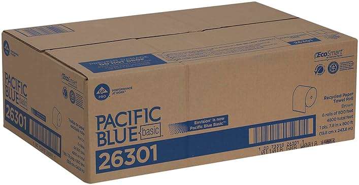 Georgia-Pacific Pacific Blue Basic Recycled Hardwound Paper Towel Rolls by GP PRO (Georgia-Pacific); Brown; 26301; 800 Feet Per Roll; 6 Rolls Per Case - Image 5