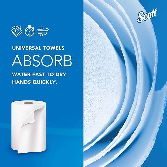 Scott Professional Universal 100% Recycled Fiber Hard Roll Paper Towels, Bulk (01052), Hardwound 1.5' Core, Absorbency Pockets, Compressed, White (12 Rolls at 800' Each, 9,600'/Case) - Image 5