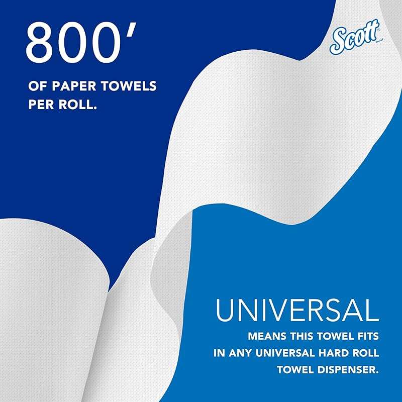 Scott Professional Universal 100% Recycled Fiber Hard Roll Paper Towels, Bulk (01052), Hardwound 1.5' Core, Absorbency Pockets, Compressed, White (12 Rolls at 800' Each, 9,600'/Case) - Image 7
