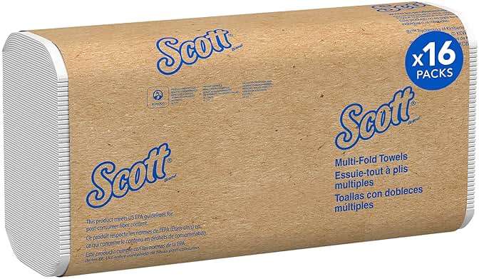 Scott® Professional Universal Multifold Paper Towels, Bulk (01840), Absorbency Pockets, 9.2" x 9.4" sheets, Standard Tier, Compressed, White (250 Sheets/Pack, 16 Packs/Case, 4,000 Sheets/Case) - Image 1