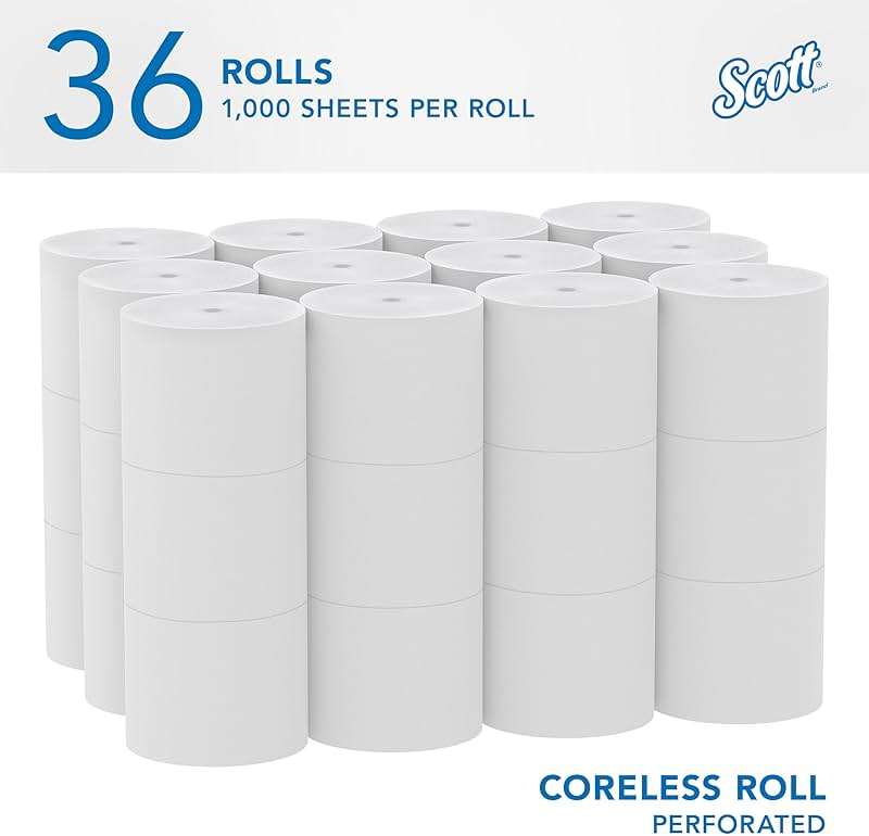 Scott Professional Essential Coreless High-Capacity Standard Roll Toilet Paper, Bulk (04007), 2-Ply, White (36 Rolls of 1,000 Sheets, 36,000 Sheet Total) - Image 3