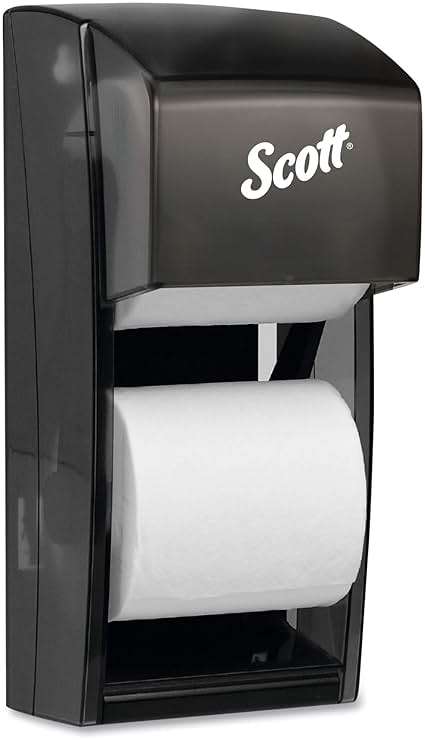Scott Professional Vertical Standard Roll Toilet Paper Dispenser (09021), Dual Capacity, Black, 6.0"x13.6"x6.6" (Qty 1) - Image 1