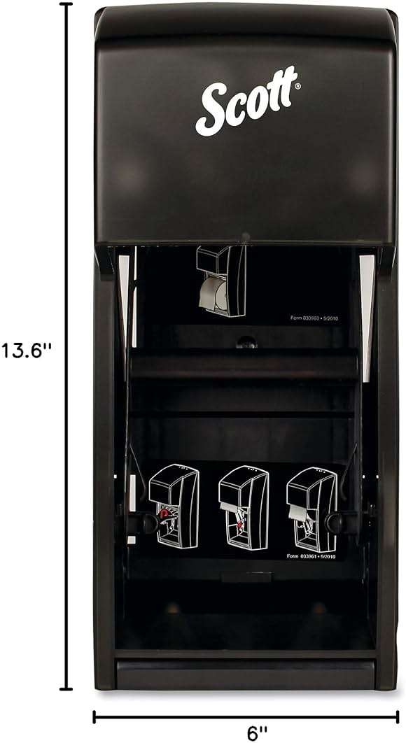 Scott Professional Vertical Standard Roll Toilet Paper Dispenser (09021), Dual Capacity, Black, 6.0"x13.6"x6.6" (Qty 1) - Image 7