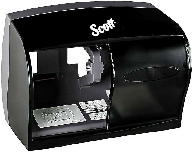 Scott Professional Coreless Standard Roll Toilet Paper Dispenser (09604), Black, Holds 2 Rolls, Wall Mounted, Commercial Grade (Qty 1) - Image 1