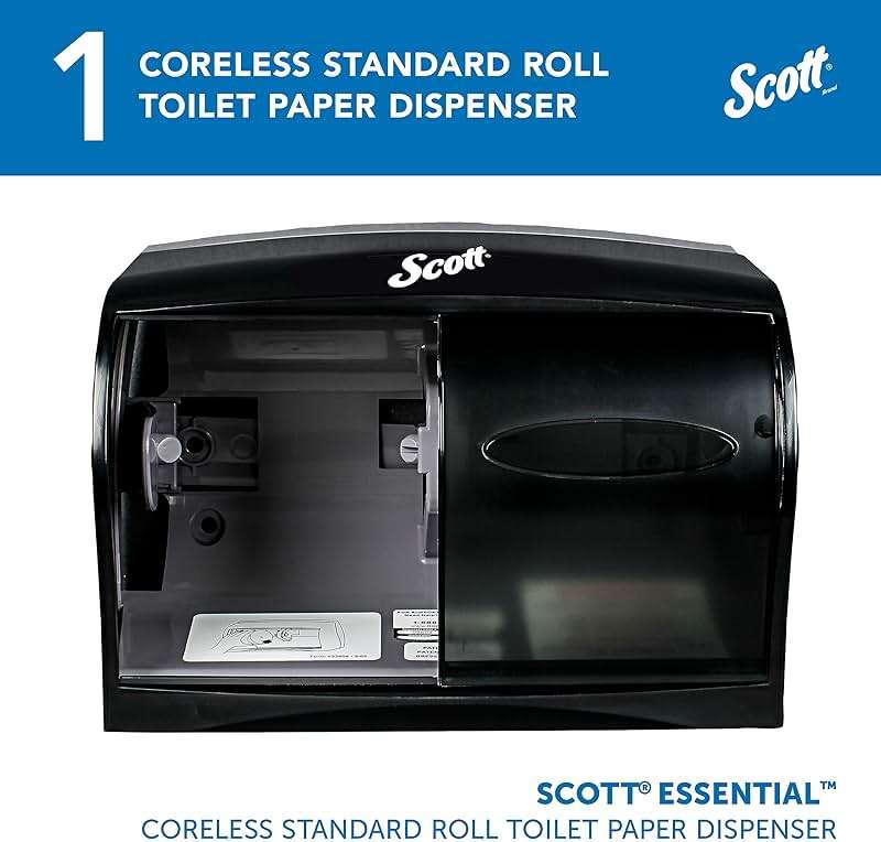 Scott Professional Coreless Standard Roll Toilet Paper Dispenser (09604), Black, Holds 2 Rolls, Wall Mounted, Commercial Grade (Qty 1) - Image 2