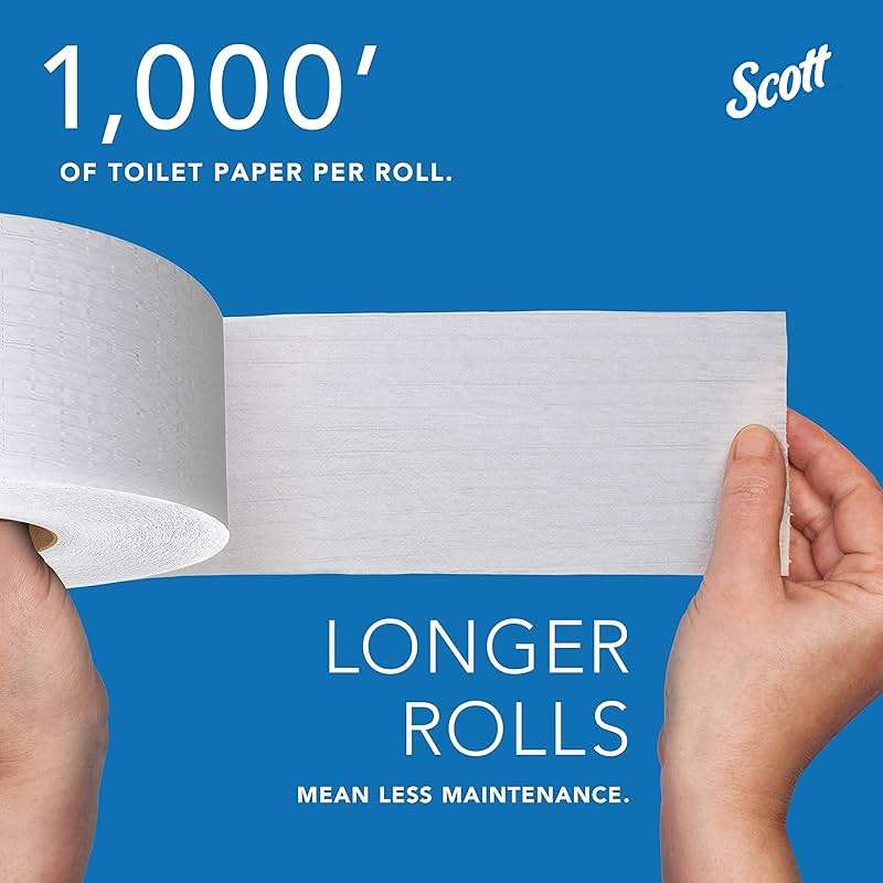 Scott Professional 100% Recycled Fiber High-Capacity Jumbo Roll Toilet Paper, Bulk (67805), 2-Ply, Septic Safe, White, Non-Perforated (12 Rolls at 1,000' Each, 12,000'/Case) - Image 10