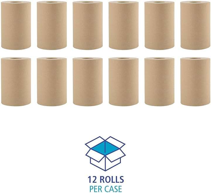 Boardwalk BWK6252 Hardwound Paper Towels, 8" x 350ft, 1-Ply Natural (Case of 12 Rolls) - Image 3