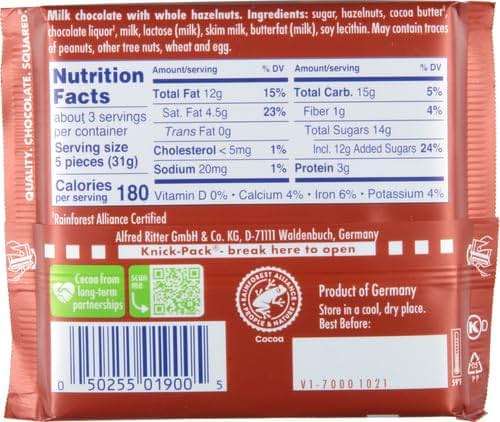 Ritter Sport, Milk Chocolate Hazelnut Square Bar, 3.5 oz - Image 2