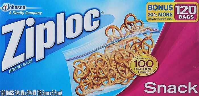 Ziploc Snack Bags, 120 Ct 6 1/2IN x 3 1/4IN - Image 1