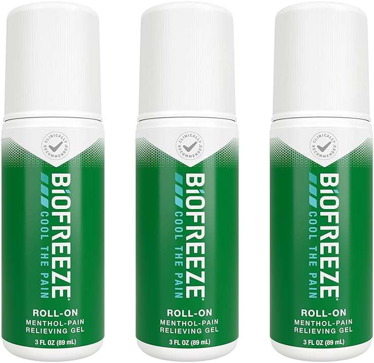 Biofreeze Roll On Pain Relief for Knee, Neck, Hip, Joint, Shoulder, & Simple Backache, Arthritis Pain Reliever, Sore Muscle Relief, Roll On Menthol Gel 3 Fl Oz (Pack of 3) - Image 1