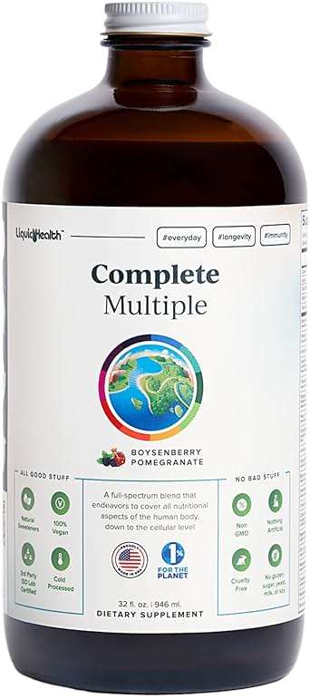 LIQUIDHEALTH Complete Multiple Adult Liquid Multivitamin - Essential Vitamins, Minerals & Nutrients, Immune Support, Gut Health, Energy, Detox - Made in USA, Vegan, Non-GMO, Sugar-Free (32 oz) - Image 1