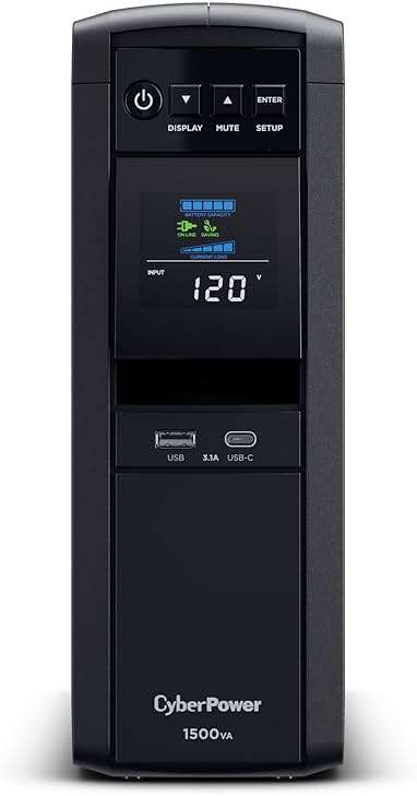 CyberPower CP1500PFCLCD PFC Sinewave UPS Battery Backup and Surge Protector, 1500VA/1000W, 12 Outlets, AVR, Mini Tower, UL Certified - Image 1