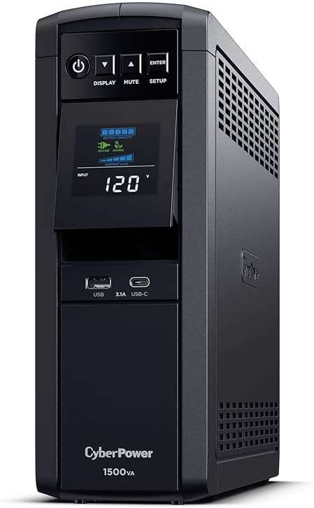 CyberPower CP1500PFCLCD PFC Sinewave UPS Battery Backup and Surge Protector, 1500VA/1000W, 12 Outlets, AVR, Mini Tower, UL Certified - Image 2