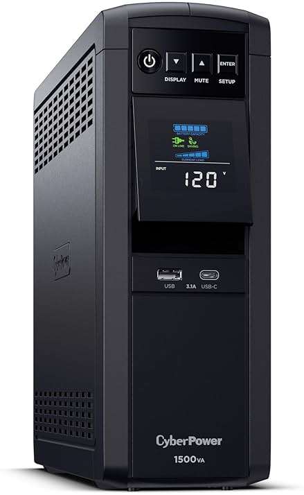 CyberPower CP1500PFCLCD PFC Sinewave UPS Battery Backup and Surge Protector, 1500VA/1000W, 12 Outlets, AVR, Mini Tower, UL Certified - Image 3