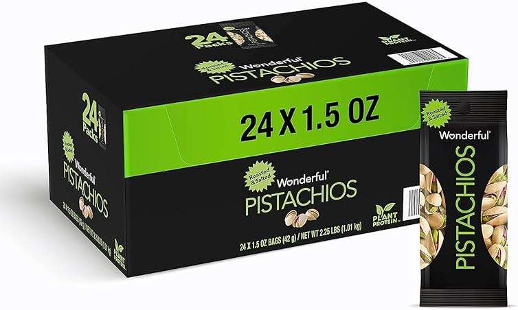 Wonderful Pistachios In Shell, Roasted and Salted Nuts, 1.5 Ounce Bag (Pack of 24), Protein Snack, On-the-Go, Individually Wrapped Healthy Snack - Image 1