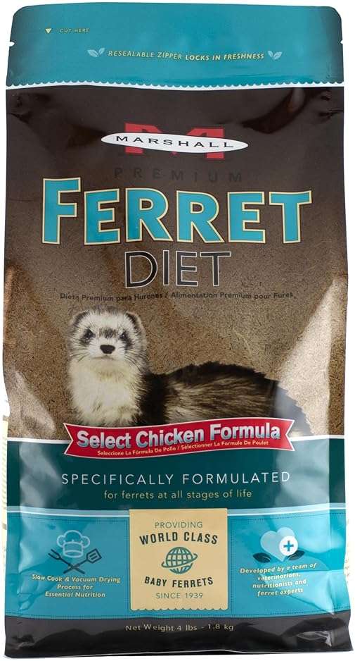 Marshall Select Chicken Formula Premium Ferret Diet – 4 lbs – Supports Digestion, Energy & Muscle Maintenance – Balanced Small Animal Food with Essential Nutrients - Image 1