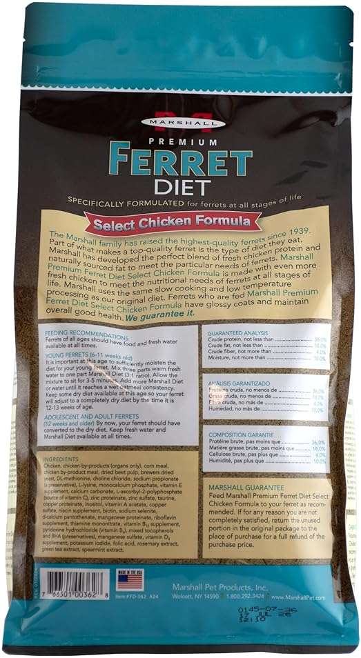 Marshall Select Chicken Formula Premium Ferret Diet – 4 lbs – Supports Digestion, Energy & Muscle Maintenance – Balanced Small Animal Food with Essential Nutrients - Image 2