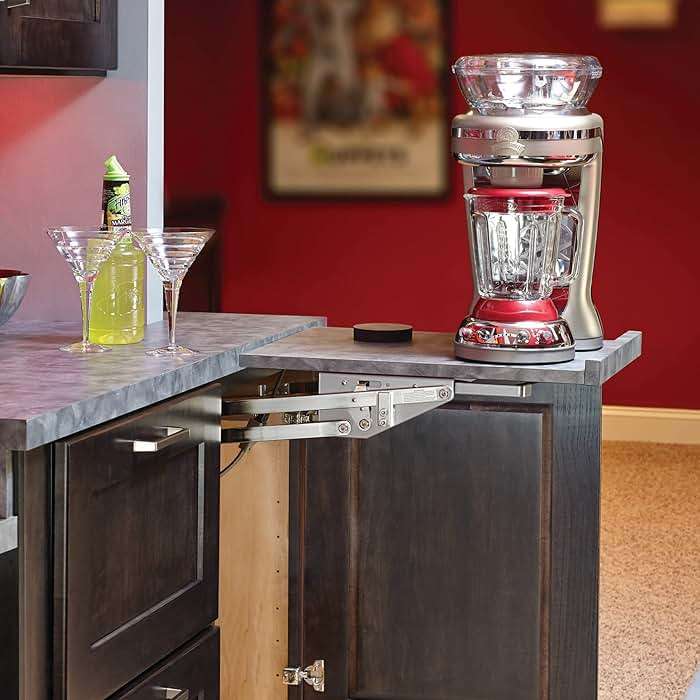 Rev-A-Shelf Heavy-Duty Stand Mixer Lift for Kitchen Base Cabinets, Zinc - Spring-Loaded Lifting System for Small Countertop Appliance Storage, Min Opening Width of 12", RAS-ML-HDCR - Image 4